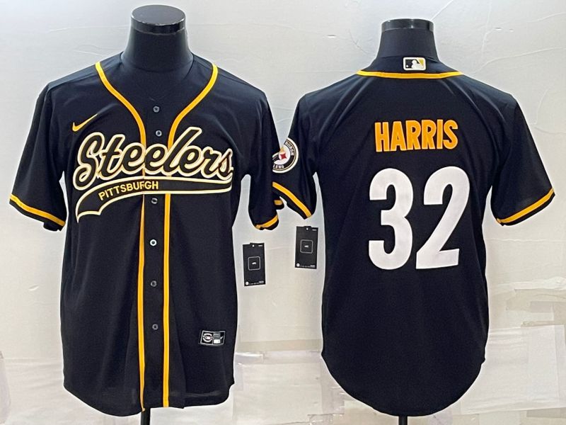 Men Pittsburgh Steelers #32 Harris Black 2022 Nike Co branded NFL Jerseys->san francisco 49ers->NFL Jersey